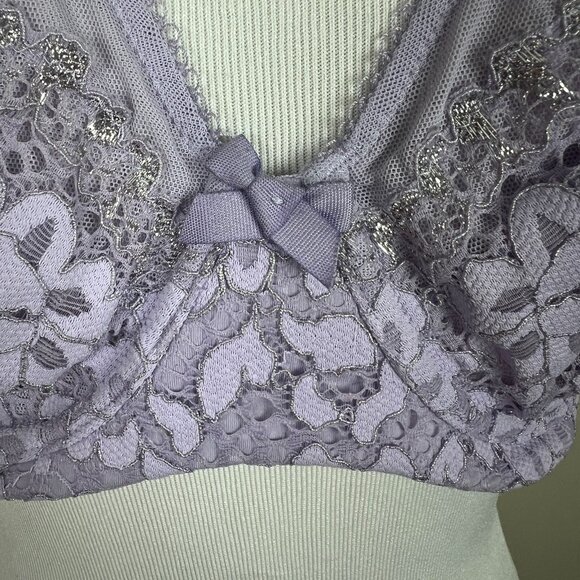 Victorias Secret Bra 34DD Purple Body By Victoria Unlined Demi Semi-Sheer Floral - Picture 13 of 14